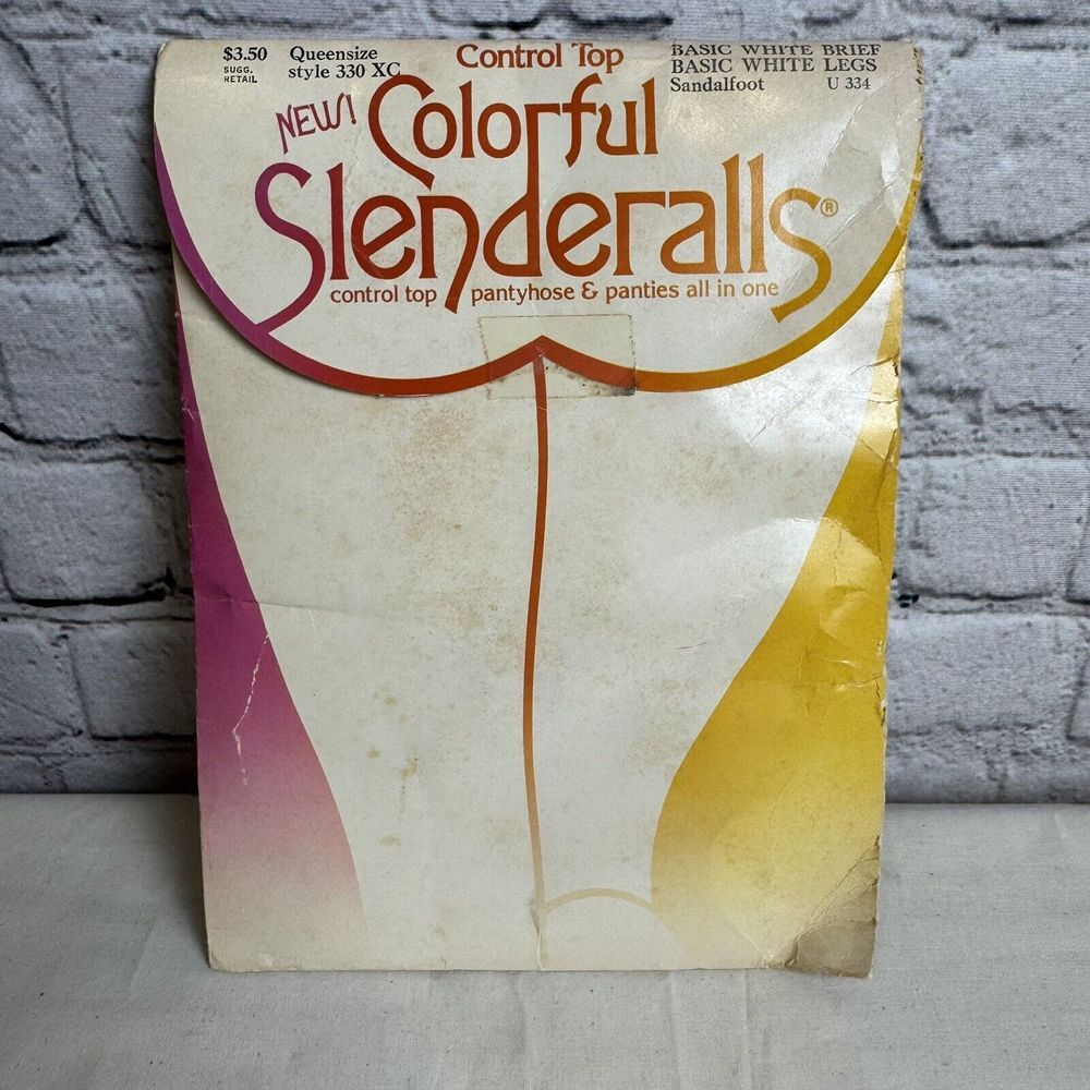 Vintage SLENDERALLS Underalls PANTYHOSE Size QUEEN‎ Basic White Panty NOS 1982